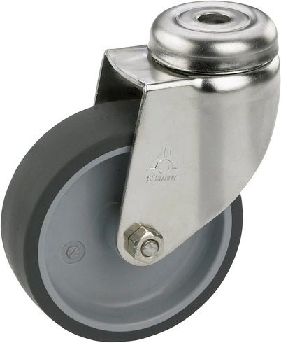 Dörner+Helmer Lenkrolle mit Rückenloch aus Thermoplastischem Kunststoff (TPE) und Stahl in Silber/Grau - Bild 1