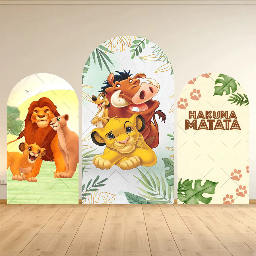 Potdemiel Simba Der König der Löwen Bogen-Hintergrundbezug aus elastischem Textilstoff für Babyparty und Kindergeburtstag, Mehrfarbig, B/H: 120 x 50 cm - Bild 1