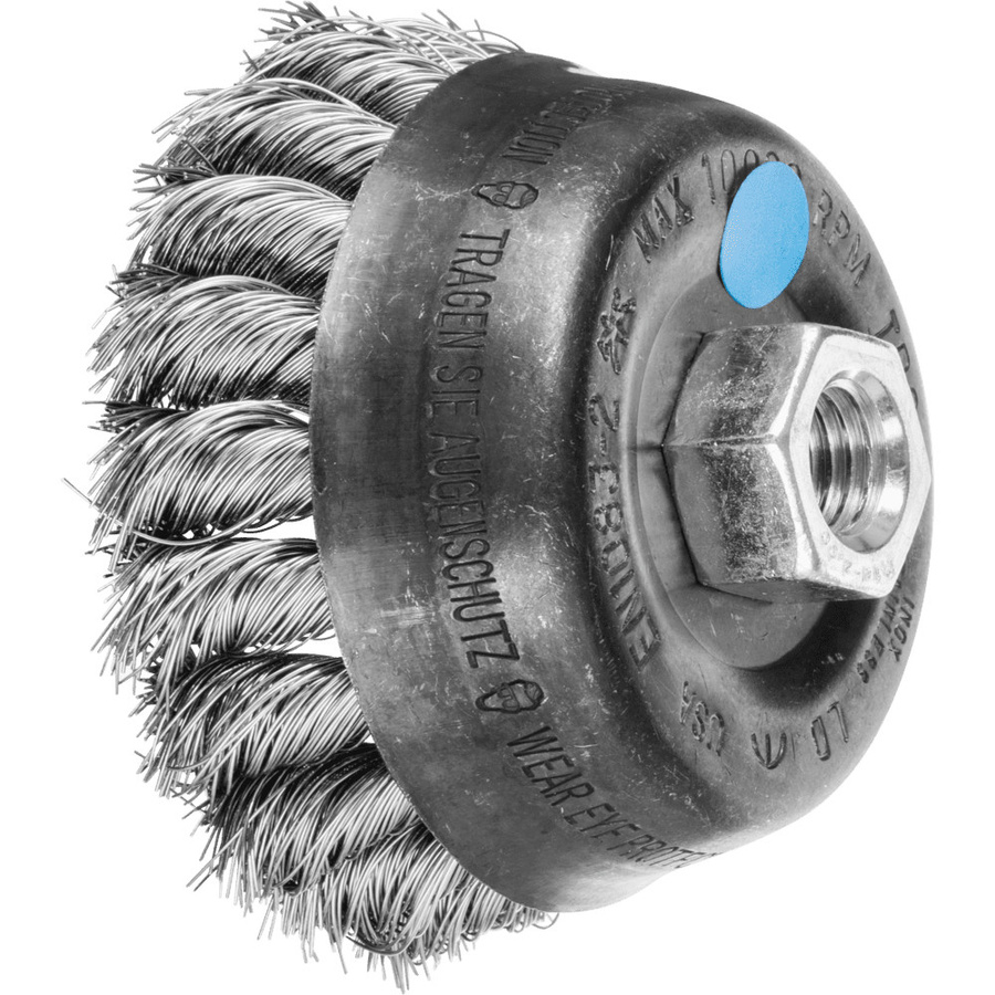 PFERD Topfbürste gezopft TBG für Winkelschleifer mit M14 Gewinde, Durchmesser: 80 mm, Edelstahl-Draht Ø 0,35 mm, Farbe: Silber - Bild 1