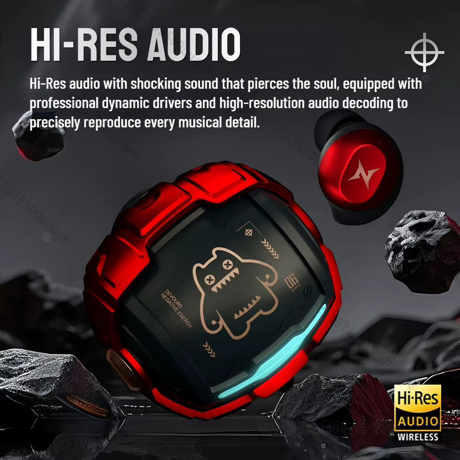 ZOMBIES CAT Bluetooth 5.4 Sport-Ohrhörer Mini Unsichtbare In-Ear TWS Kabellose Kopfhörer in Rot mit klarer Anrufqualität und Sport-Lanyard - Bild 2