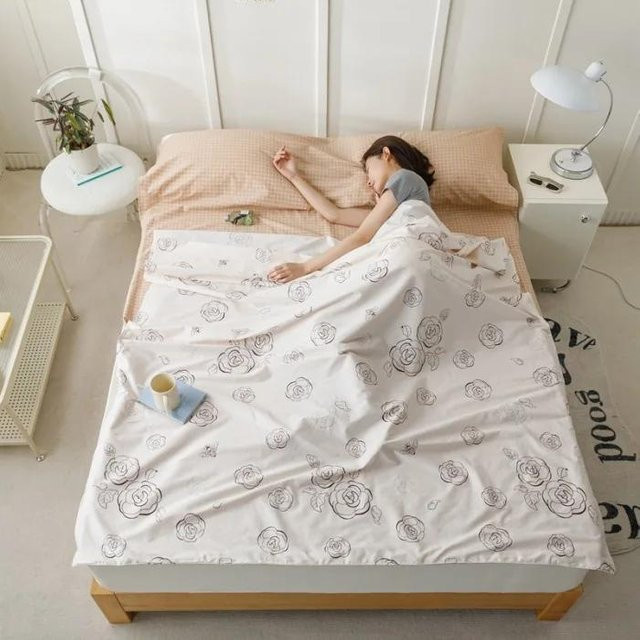 Schmutzabweisender Baumwoll-Schlafsack Super Six in Weiß B/H: 160 x 215 cm - Bild 1