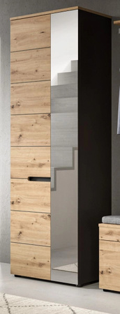 Garderobenschrank Cooper von Inn.Furn in Eiche und Grau mit Soft-Close und Spiegel, B/T/H: 65 x 37 x 190 cm