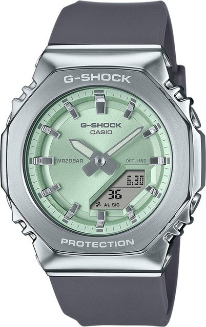 Casio G-Shock Armbanduhr, Quarz, Edelstahl, Grün, 40 mm, Damen - Bild 1