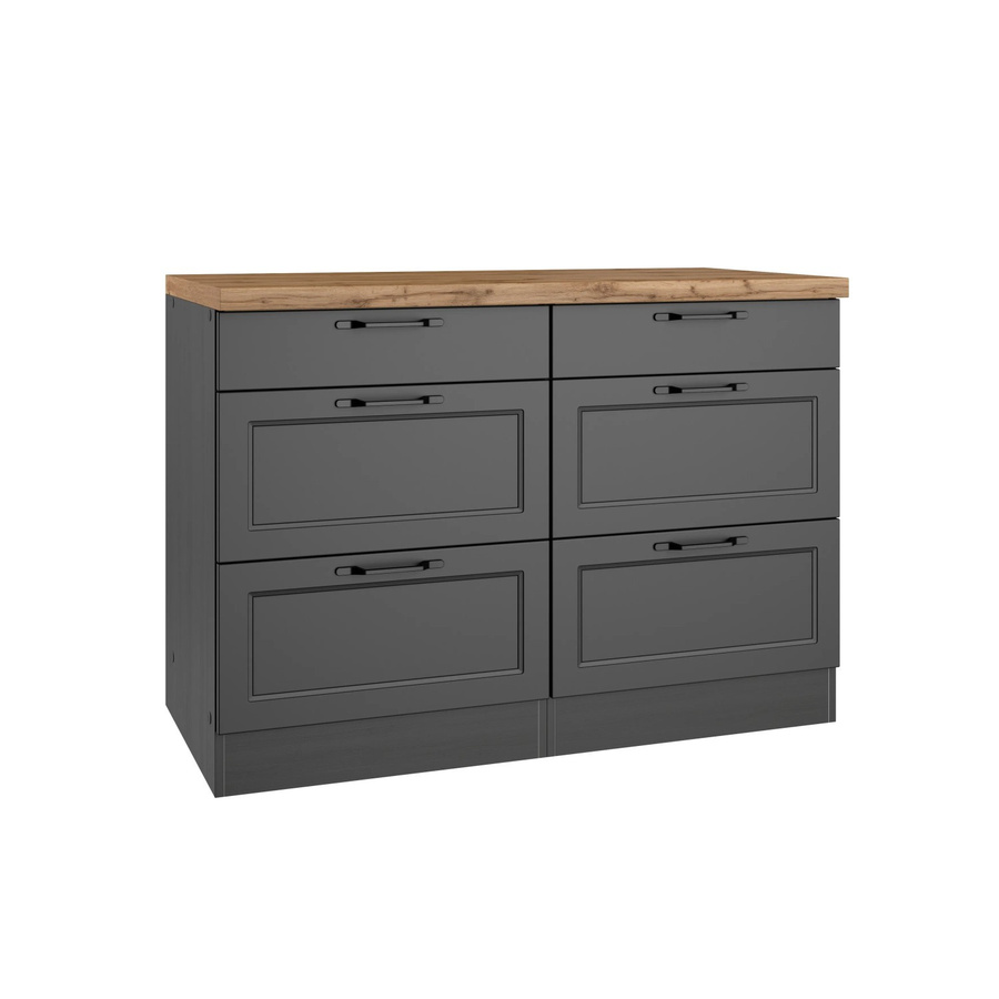 Held Möbel Küchen Unterschrank Kempten in Landhaus Optik, Farbe Grau/Graphit, Breite: 120 cm - Bild 2
