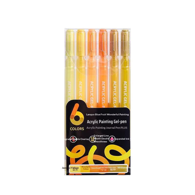 MAX-55 Set mit 6 mehrfarbigen Gelstiften für Studenten und Acrylmalerei, Schreibmarker für Handzeichnungen - Bild 6