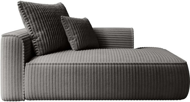 Vente-unique Recamiere Pineta ohne Schlaffunktion in Anthrazitgrau mit Cord-Bezug, Breite: 180 cm - Bild 1