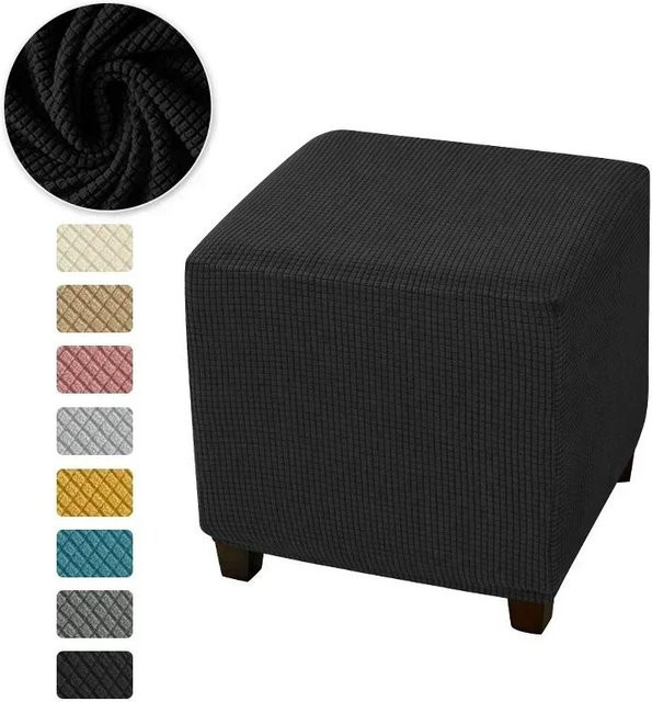 Set aus quadratischen Hockerbezügen aus dehnbarem Polarfleece in Grau - Bild 1
