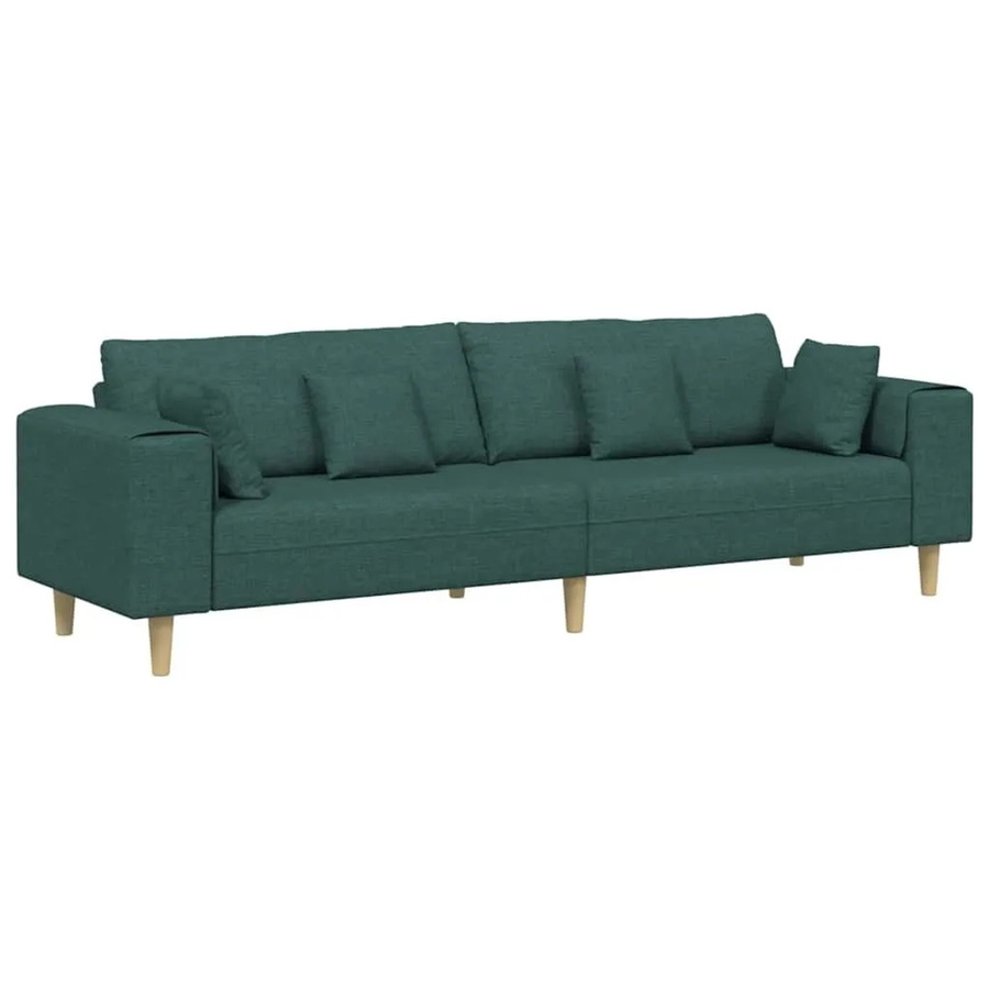 vidaXL Sofa mit Kissen in Dunkelgrün aus Stoff, modern und linear, B/T/H: 250 x 77 x 76 cm - Bild 2