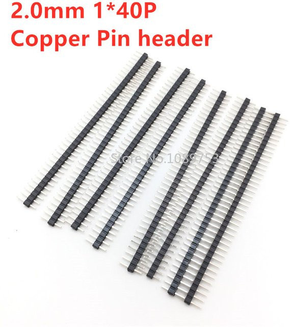 10er Set Einreihige Pin Header Stecker 2,0mm 40 Pin Männlich aus Kupfer in Gold - Bild 1