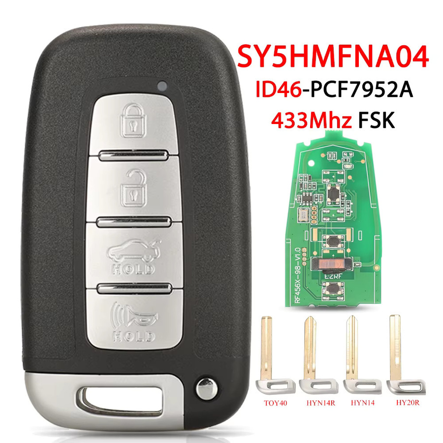 JYQ Remote Key 433MHz ID46 Ersatzschlüssel mit 4 Tasten für Kia und Hyundai in Schwarz - Bild 2
