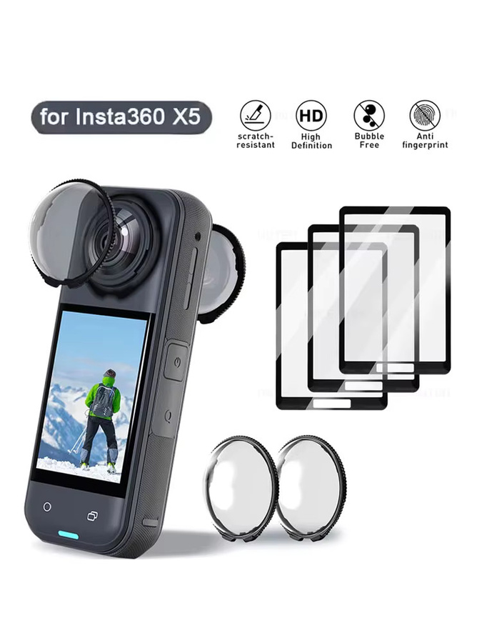Insta360 Schutzkit für X4 und X5 mit Displayschutzfolie aus gehärtetem Glas und Objektivschutzkappe, transparent - Bild 5