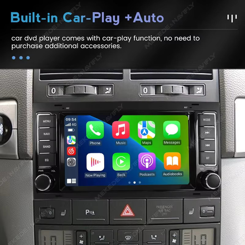 Android 13 Autoradio für Volkswagen VW Touareg T5 Transporter 2002–2011 mit Carplay und Android Auto, 2 DIN Multimedia Player, Schwarz - Bild 3