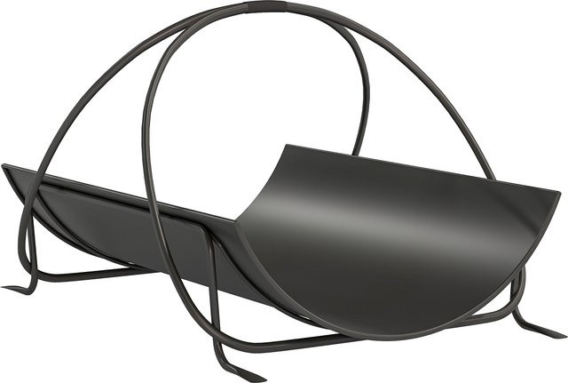 Outsunny Kaminholzregal aus Metall in Schwarz, geometrisches Brennholzregal für Innenräume mit Griff, B/T/H: 51 x 38 x 33 cm - Bild 1