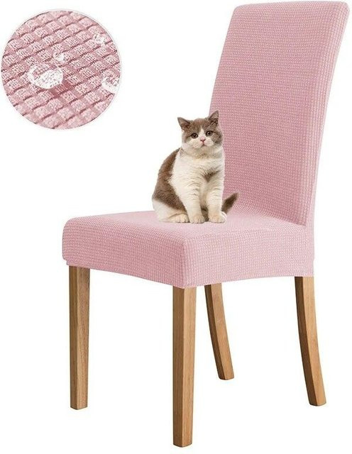 Wasserdichter Jacquard Stuhlbezug von BC-Warm Home in Pink, elastischer Stretch-Sitzbezug für Esszimmer und Küche - Bild 1