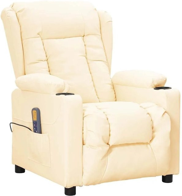 vidaXL Massagesessel aus Kunstleder in Creme mit Armlehnen - Bild 1