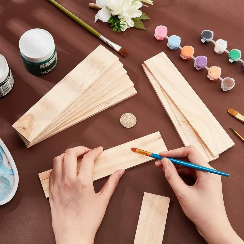 20 Stück unlackierte Kiefernholzplatten in Beige als rechteckiges Bastelholz für DIY-Projekte und Kunsthandwerk - Bild 2