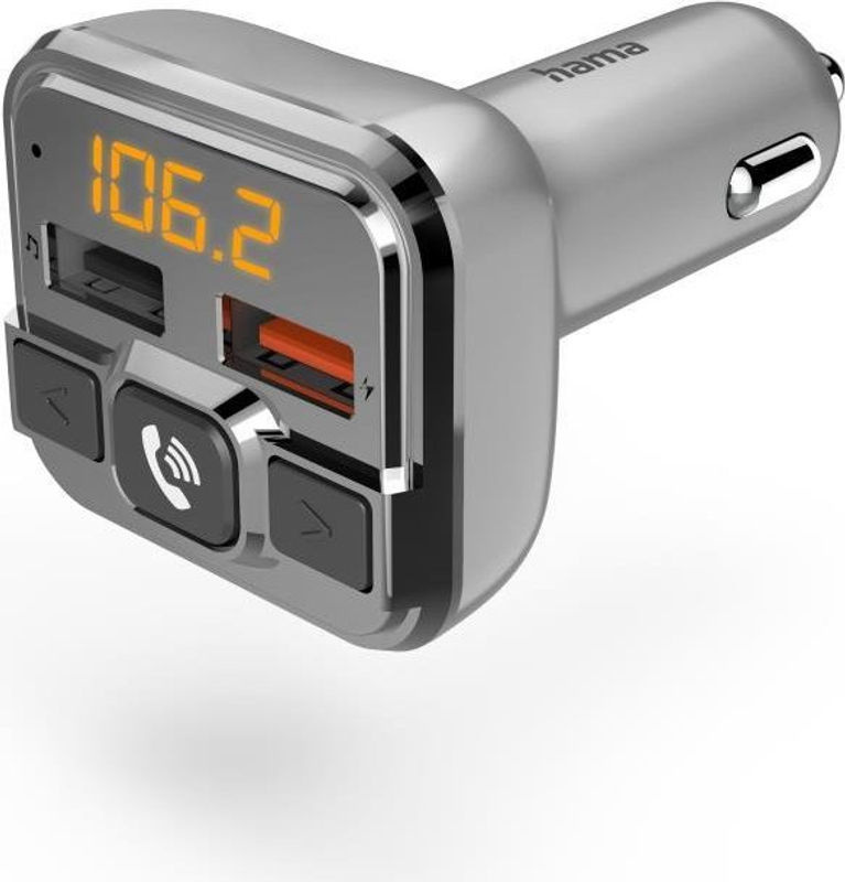 Hama Bluetooth FM-Transmitter für das Autoradio mit Freisprecheinrichtung und 2 USB-Ports in Silber - Bild 2