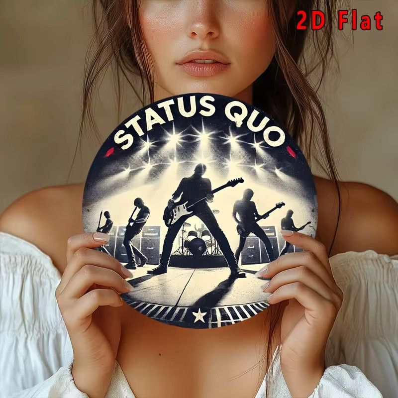 Rundes Metallblechschild Status Quo Rock Band Konzert Poster von Potdemiel im Vintage-Stil, Durchmesser: 20 cm - Bild 5