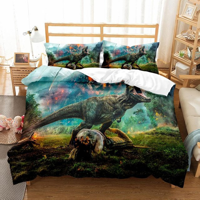 JMG Household Supplies Dinosaurier Bettwäsche Set mit 3D-Druck Motiv, Mikrofaser, Mehrfarbig, B/H: 135 x 200 cm - Bild 1