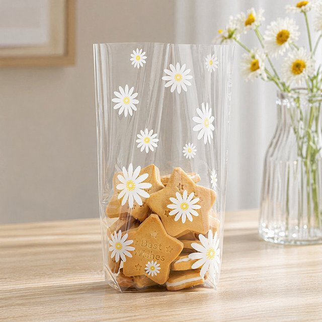 50 Stück transparente Gänseblümchen-Blumenverpackungsbeutel aus Kunststoff für Geschenkverpackungen bei Hochzeiten, Geburtstagen und Partys - Bild 1