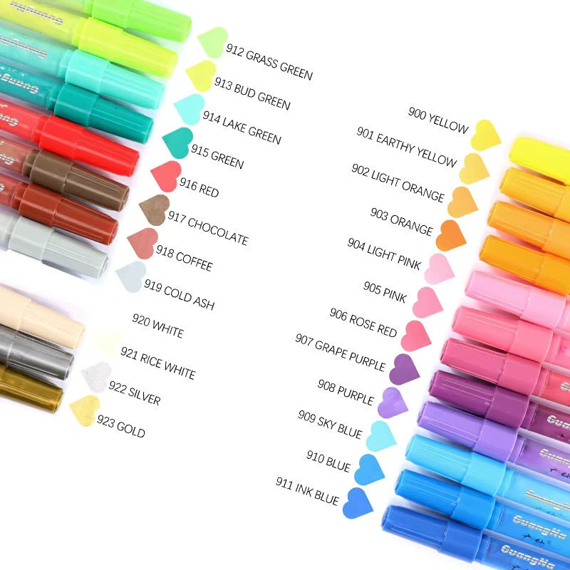 GN 12/48 Farben Premium Acryl-Marker Set, wasserfeste Pigment-Farbstifte mit Bullet-Spitze für Steinmalerei, Graffiti, Keramik, Glas und Metall, Mehrfarbig - Bild 2