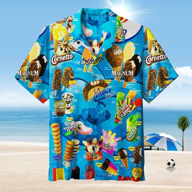 bobby3 Hawaiihemd für Herren, Eiscreme-Motiv, braun - Bild 1