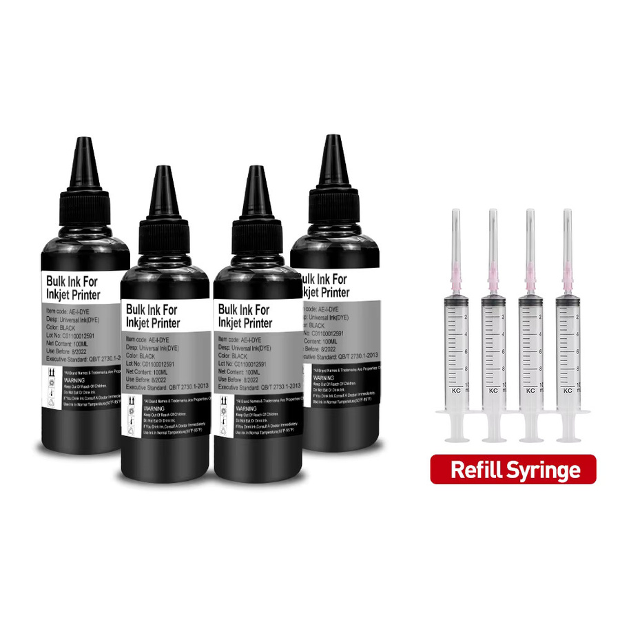 MorePage Universal-Farbtinte Kit für Inkjet-Drucker, 4 Farben (Schwarz, Cyan, Magenta, Gelb), 4 x 100 ml - Bild 4