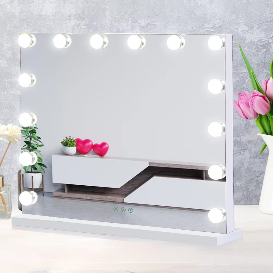 Onesaimei Hollywood Schminkspiegel mit LED-Lichtern in Weiß - Bild 4
