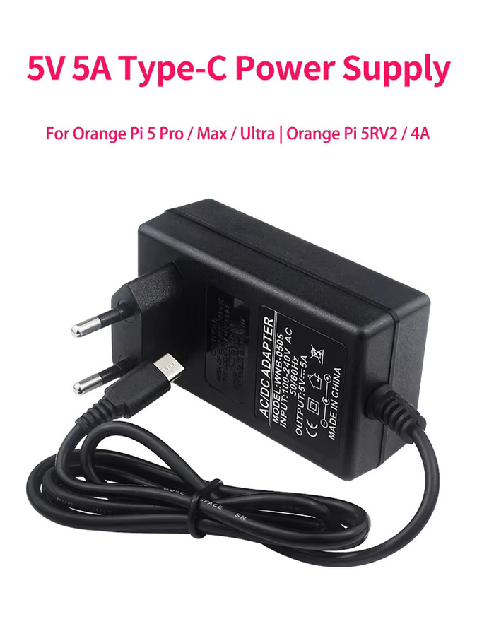Orange Pi Netzteil 5V 5A mit USB Typ-C Anschluss in Schwarz für OPi 5 Max, OPi 5 Ultra, OPi RV2 und OPi 4A - Bild 5
