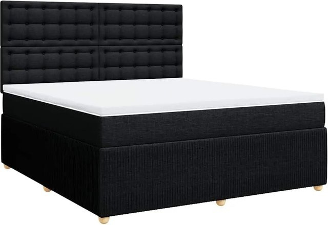 vidaXL Boxspringbett Hybrid mit Matratze und Taschenfederkern, Schwarz, B/T: 180 x 200 cm - Bild 1