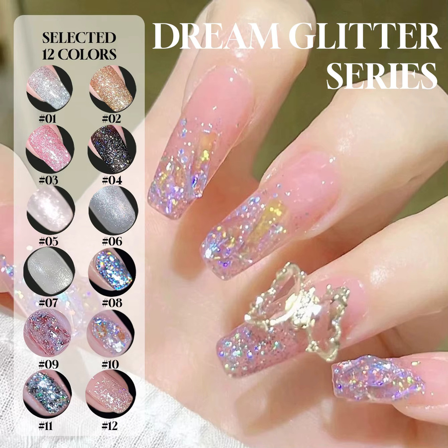 MIANEL Nagellack Pink Flash Glitter Gel, 12 ml, Rosa, Glänzend - Bild 3