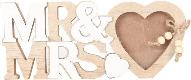Herzförmiger Bilderrahmen MR MRS aus Holz von Tooarts in Beige - Bild 1