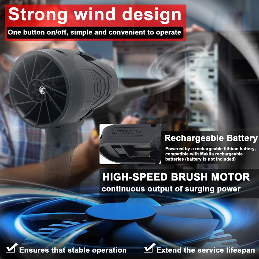Handheld Jet Fan Schwarz mit hoher Windkraft und Lithium-Akku - Bild 3