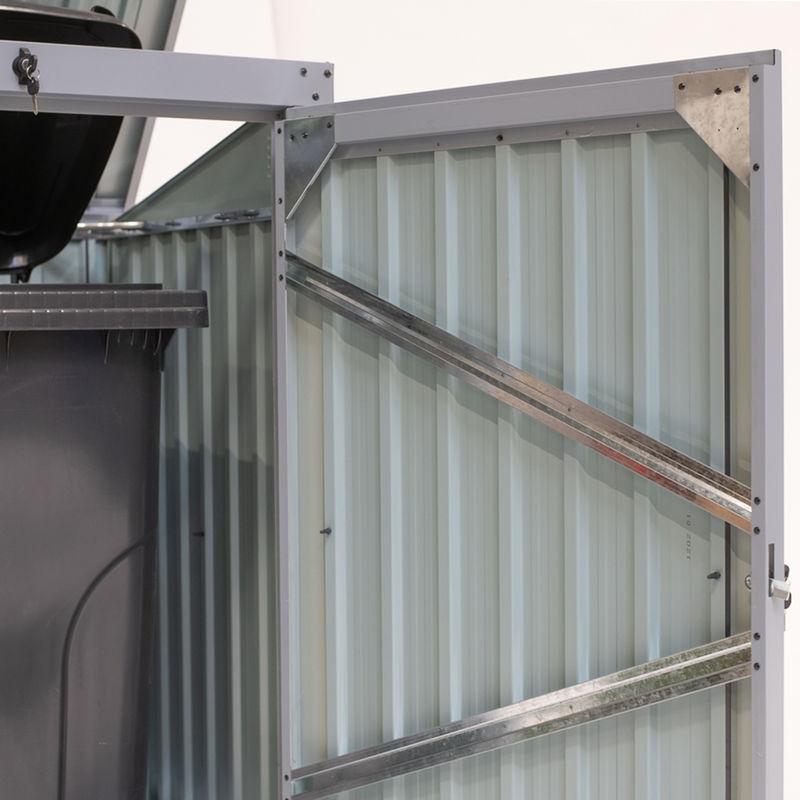 Westmann Mülltonnenbox aus Stahlblech für 240 Liter, 1-fach, Grau, B/H/T: 104 x 134 x 101 cm - Bild 2