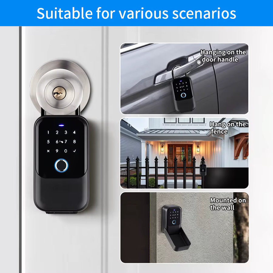 Wasserdichte Smart Lockbox mit Geheimcode und Tuya App-Unterstützung, kompatibel mit Bluetooth-Gateway, Schwarz - Bild 2