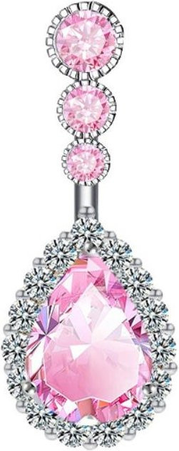Jinqiao Bauchnabelring Edelstahl, Zirkon, Rosa, Damen - Bild 1