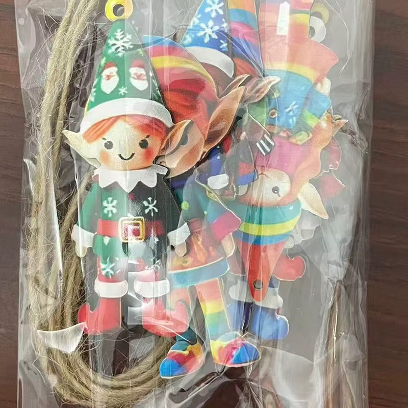 ZQNYCY Weihnachts Holz Anhänger mit Elfen und Engeln in Multicolor als 2D Hängende Ornamente für deine Dekoration - Bild 6