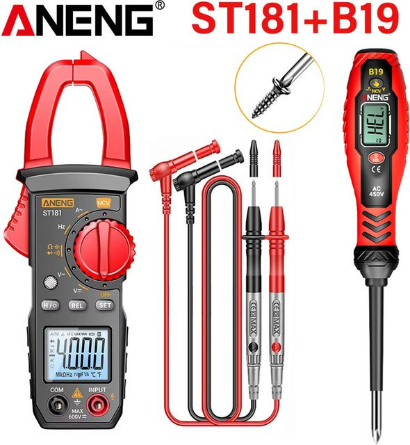 ANENG Digitales Zangenmessgerät ST181 + B19 Multimeter mit 4000 Zählungen für Wechselstrom, Spannung, Amperemeter, Hz, Kapazität, NCV und Ohm-Tester - Bild 1