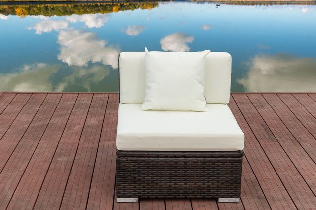 OUTFLEXX Mittelelement aus Polyrattan in braun marmoriert mit wasserfester Kissenbox, B/T/H: 70 x 85 x 70 cm - Bild 1
