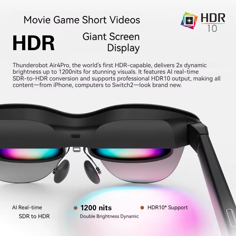 Rayneo Air 4 Pro 3G AR-Brille in Schwarz mit HDR10 Micro-OLED, 135 Zoll virtuellem Bildschirm, B&O 4-Lautsprecher-Audio, 4K-Videoaufnahme und 1200 Nits Helligkeit - Bild 4
