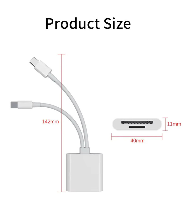 FC&EC 2-in-1 OTG Kartenleser Typ C und Lightning für SD und TF Speicherkarten, weißer Smart Cardreader für PC, Laptop und iPhone ohne App - Bild 3