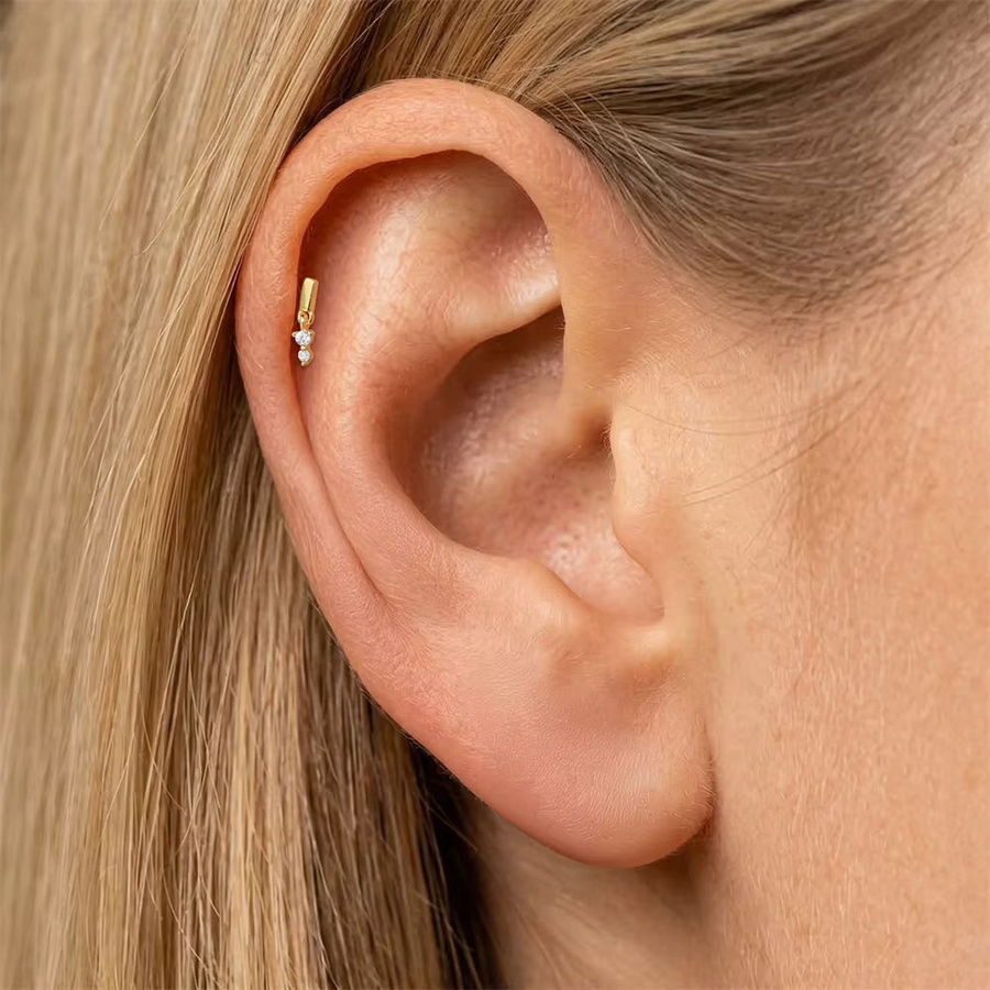 AIDE Piercing-Ohrringe 925 Silber, Zirkonia, Damen - Bild 3