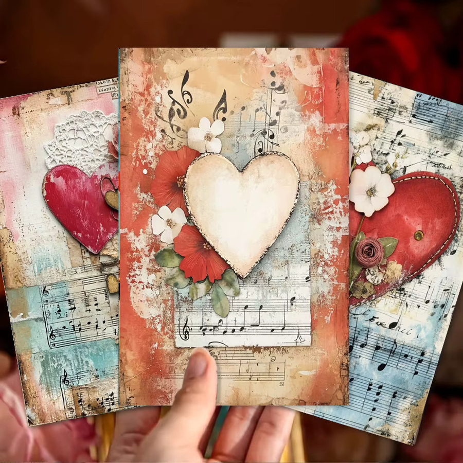 32-teiliges Valentinstag-Postkarten-Set aus hochwertigem Papier in Multicolour mit floralem Vintage-Design - Bild 4
