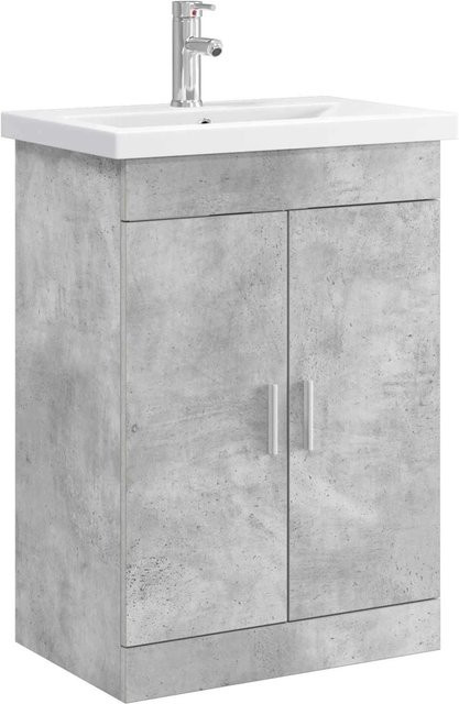 vidaXL Badezimmermöbel-Set Waschtischunterschrank in Betongrau, minimalistisches Design aus MDF, B/T/H: 61 x 40 x 84,5 cm - Bild 1