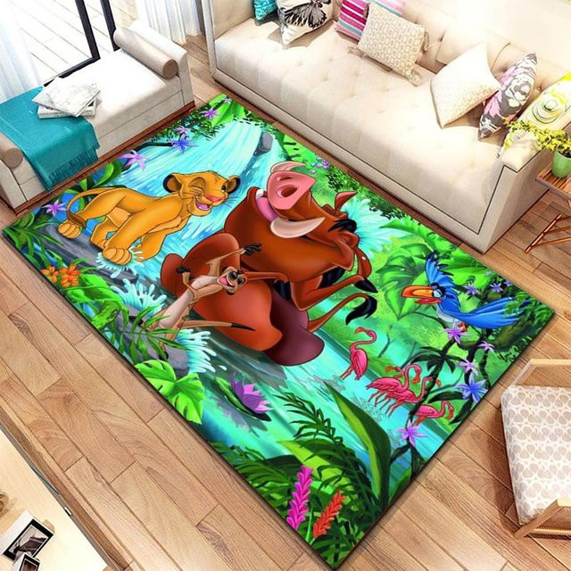 Verspielter Teppich im Savannen-Stil mit Tier-Motiv für Kinderzimmer und Wohnzimmer, Mehrfarbig, B/T: 80 x 120 cm - Bild 1