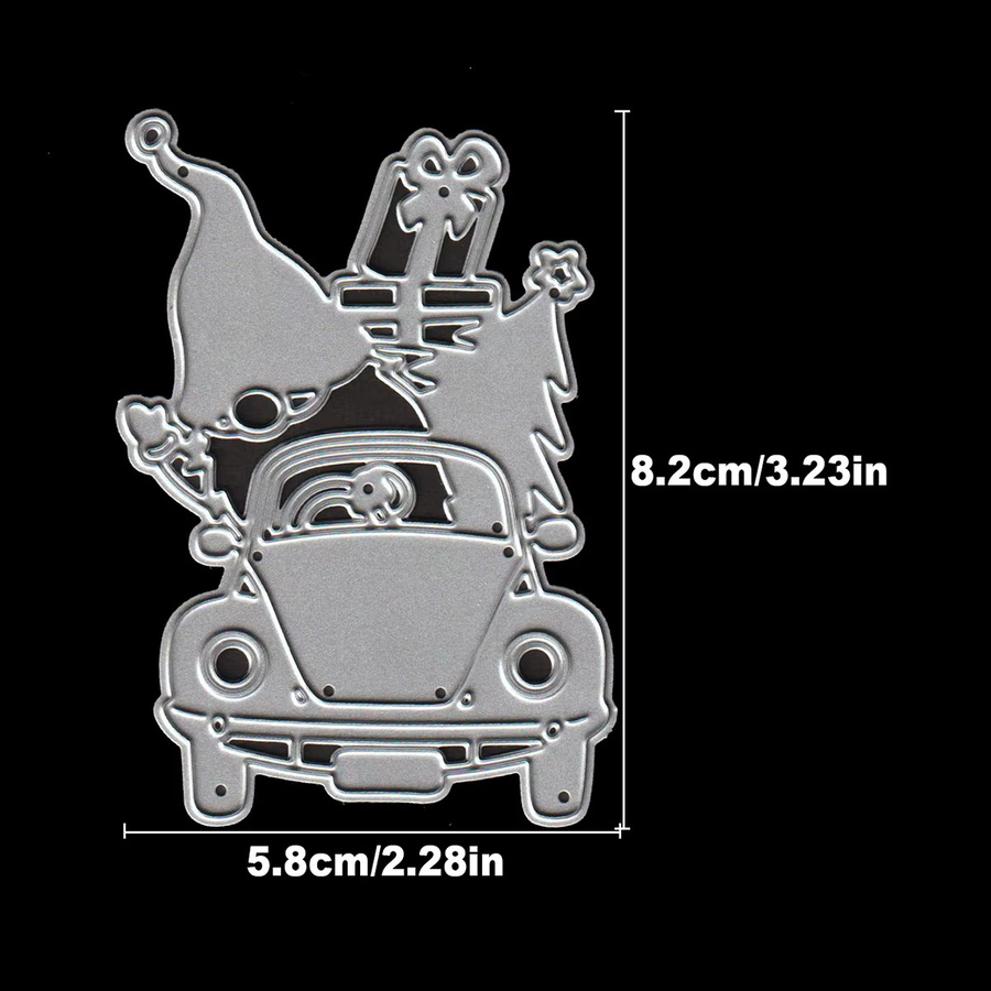 Metall-Stanzform LKW mit Happy Gnome für Scrapbooking und dekorative Prägung in Silber - Bild 2
