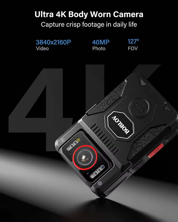 BOBLOV M7 Pro Bodycam mit 256 GB Speicher, 1080P HD-Auflösung, GPS und 180 Grad drehbarem Objektiv in Schwarz - Bild 2