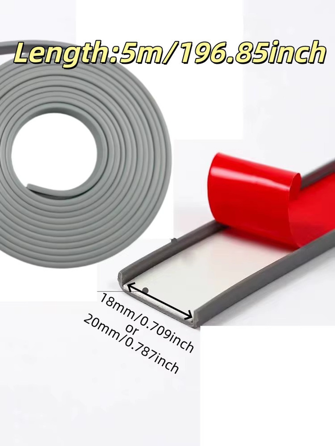 Selbstklebendes U-förmiges Kantenanleimmittel für Bodenkantenband und Holzbretter, 1 Rolle, 5 m, Breite: 18 mm oder 20 mm, Farben: Grau und Weiß - Bild 2