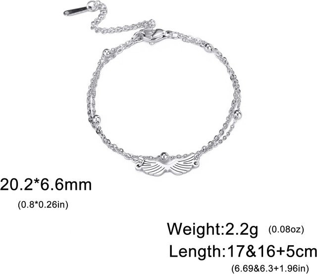 YULIN Charm Armband, Edelstahl, Gold, Doppellagige Schlangenkette, Damen, 17-22 cm - Bild 1