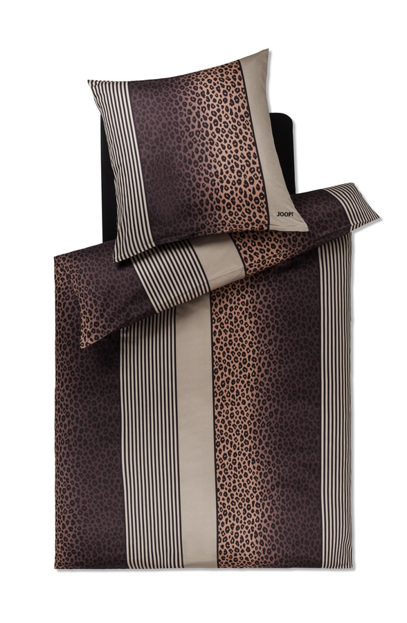 JOOP! Leo Bettwäsche Set Mako-Satin mit Tiermotiv in Braun, B/H: 200 x 220 cm und Kissen: 40 x 80 cm - Bild 1